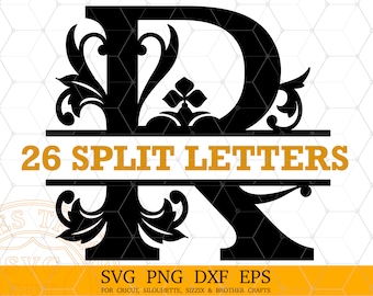 Monogram Svg, Regal Split Monogram font svg png dxf eps files, Regal family sign, Silhouette font, Svg files for Cricut Font, monogram frame