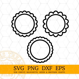 Marcos de monograma festoneados archivos svg png dxf eps para proyectos artesanales Cricut y Silhouette, Descarga digital