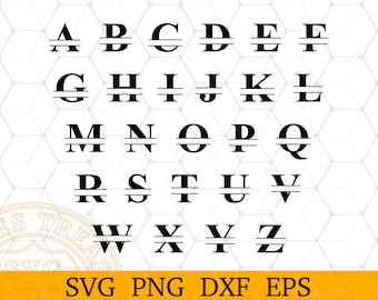 Split Monogram SVG Font Letters, Family Name Frame Files for Cricut, Silhouette dxf cut files