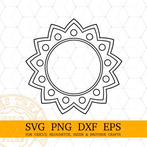 Circle Monogram Frames Svg Png Dxf Eps Cortar archivos para Cricut y Silhouette Monogramming proyectos - MD738