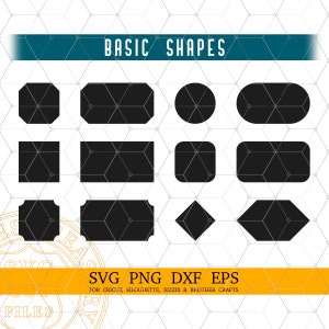 Formes de base Svg Rectangle Square Circle Diamond Product Labels Svg, Png, Dxf, Cut Files, Cricut Design, Silhouette, Glowforge, CNC