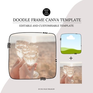 Doodle Frame Canva Template, Canva Photo Frame, Editable Photo Fill ...