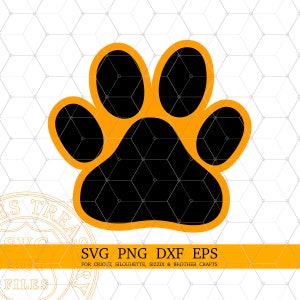 Paw Print Svg, Paw Svg, Oranje Paw Print Cut-bestand, Paw Print met omtrek, Dog Paw Svg, Animal Paw Svg, Dierenarts Svg, Silhouet, Cricut Design