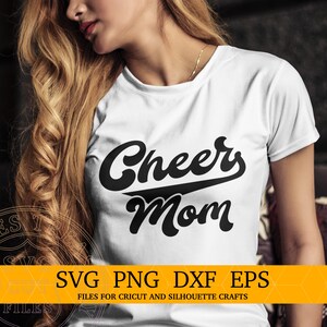 File Svg di Cheer Mom per Cricut, Png, Dxf, Eps, File di taglio, Design della camicia, File di stampa, Png stampabile, Sports Svg, Design della camicia di Cheer mama