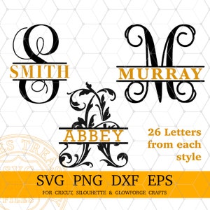 Monogramm SVG Alphabet Floral Schrift Bundle, Alphabet Buchstaben für Cricut Silhouette Glowforge, Floral Ineinandergreifende Vine Schriften SVG Png Dxf