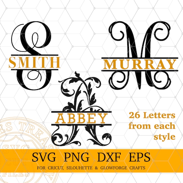 Monogram Svg alphabet Floral Font Bundle, Alphabet Letters for Cricut Silhouette Glowforge, Floral Interlocking Vine Fonts Svg Png Dxf