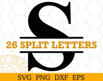 Monogram svg font, Split Monogram svg, Cricut Font Svg Files, Name monogram frame Split Alphabet Letters Svg, Dxf, Printable Png Files