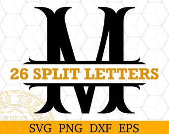 Monogram Fishtail Split Svg letter, czcionka Monogram Svg png dxf eps files, Cricut i Silhouette, cyfrowe pliki do pobrania Svg dla Cricut Maker