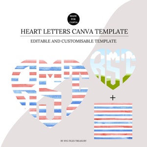 Make your own Letters Canva Frame Template, Heart Monogram Letters, Editable Photo Fill Alphabet, Create Your Own Drag and Drop Alpha Set Canva Photo Frame