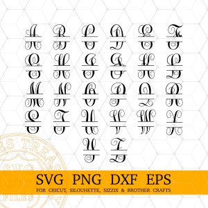 Cricut Monogram Fonts Bundle Svg Png Dxf Eps Cut Files, Digital Download Monogram Svg Bundle for Cricut and Silhouette crafting projects