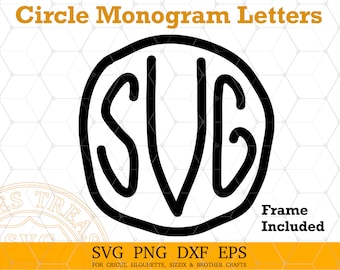 Circle Monogram Font Svg Png Dxf Eps files, Hand Drawn Cricut font, Silhouette font Letters, Circle Monogram Svg Files for Cricut