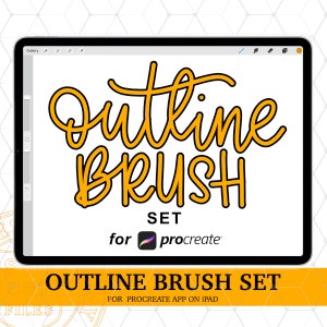 Procreate Outline Brush Set, Outline Lettering Brush, Inline Brushes, Procreate Doodle Liner brush set, Procreate Coloring Brush, sft