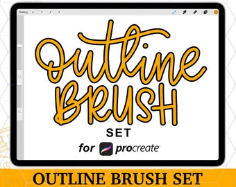 Procreate Outline Brush Set, Outline Lettering Brush, Inline Brushes, Procreate Doodle Liner brush set, Procreate Coloring Brush, sft