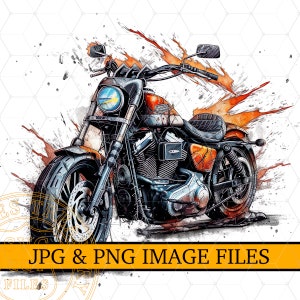 Watercolor Harley Motorcycle Shirt Design Sublimation Png, Motorcycle Clipart, Motorbike Png, Biker shirt png, Motorcycle picture, Biker png