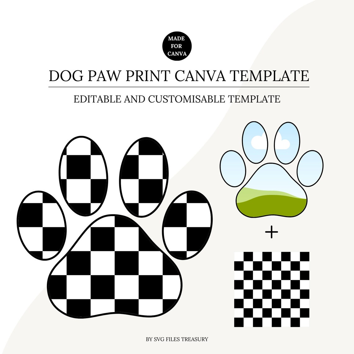 Canva Frame Template, Dog Paw Print Canva Frame, Editable Photo Fill ...