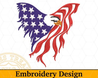 American Bald Eagle Machine Embroidery Design, Independence Day, 4th of July pes hus vp3 vip sew exp emd dst format files