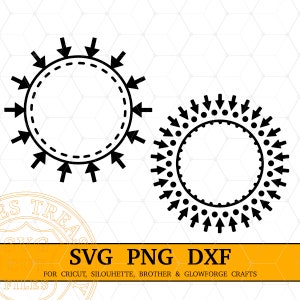 Arrow Monogram Frames SVG, Circle Monogram Svg, Gear Monogram frame, Circle Monogram Frame Svg files for Cricut and Silhouette Dxf cut files