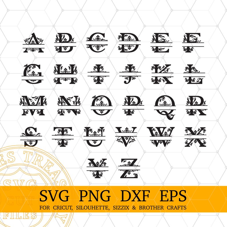 Cricut Monogram Fonts Bundle Svg Png Dxf Eps Cut Files, Digital Download Monogram Svg Bundle for Cricut and Silhouette crafting projects