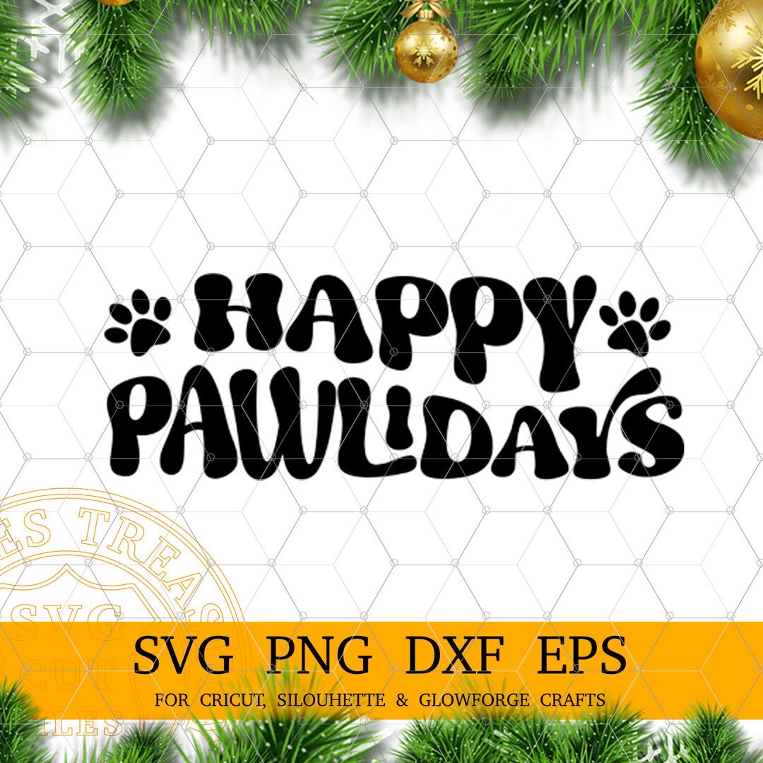 Wave Happy Pawlidays Svg Dog Christmas Svg Paw Print Svg - Etsy