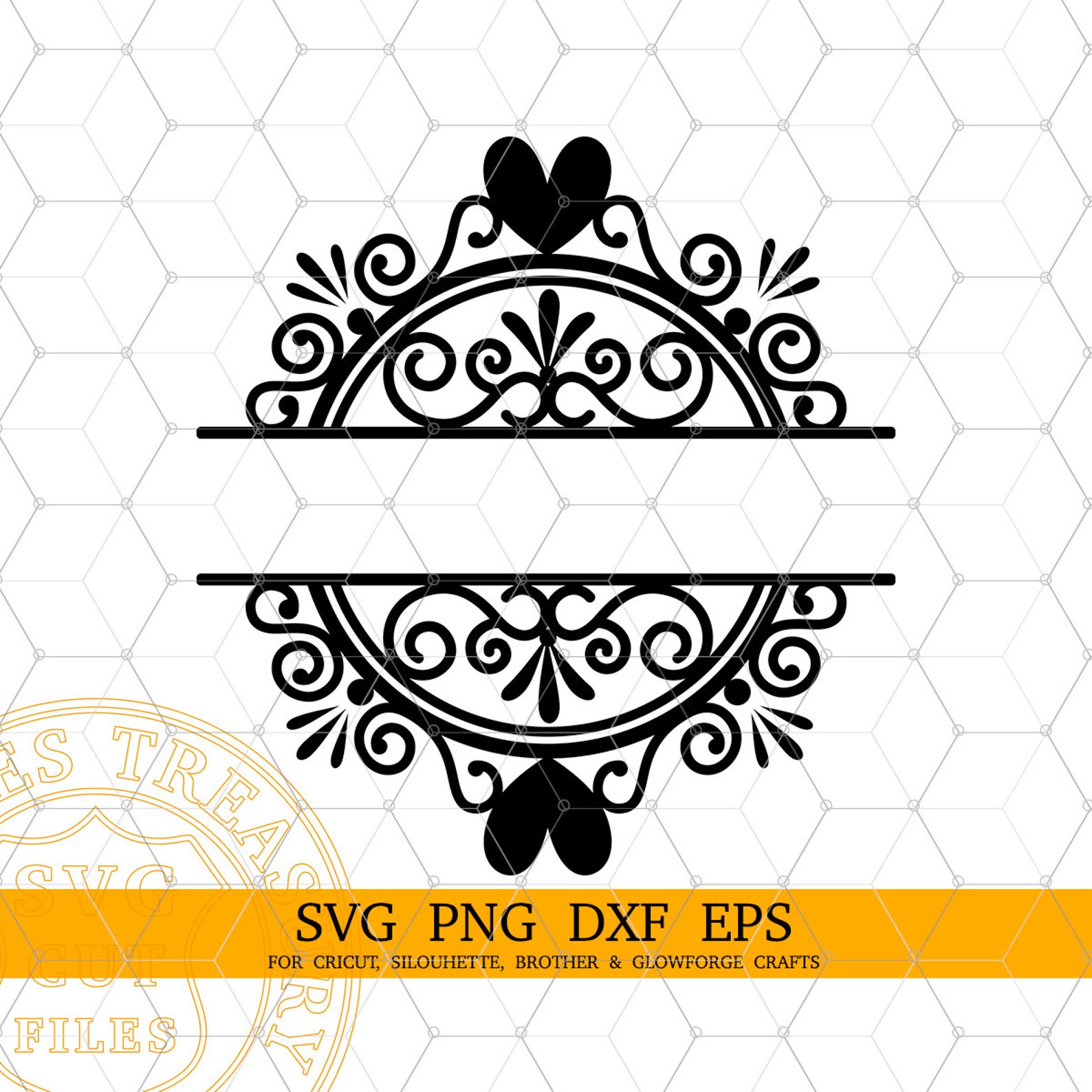 Monogram Divider Heart Monogram Svg, Split Monogram Divider, Split Name Frame Svg ...