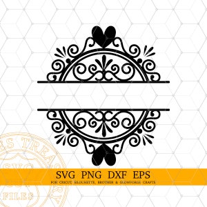 Heart Monogram Svg, Split Monogram Divider, Split Name Frame Svg, Wedding Gift idea Engraving Svg, Family Sign Svg, Plasma cut file