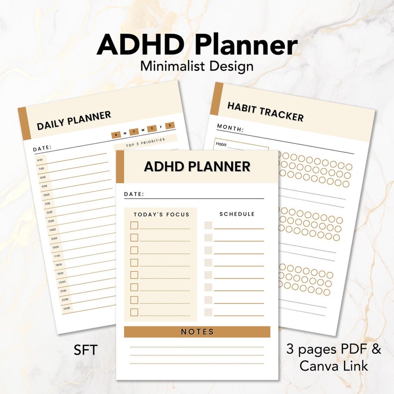 Master Resell Rights Minimalist Planner for ADHD, Daily Planner, Habit ...