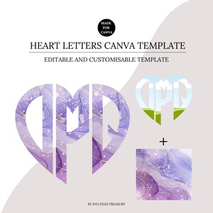 Make your own Letters Canva Frame Template, Heart Monogram Letters, Editable Photo Fill Alphabet, Create Your Own Drag and Drop Alpha Set Canva Photo Frame