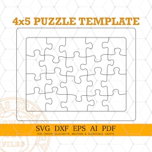 Legpuzzelsjabloon Svg-puzzel Svg-puzzelpatroon puzzel Dxf, puzzel voor kinderen, kinderpuzzel Svg, Cricut-puzzelsjabloon met 20 stukjes