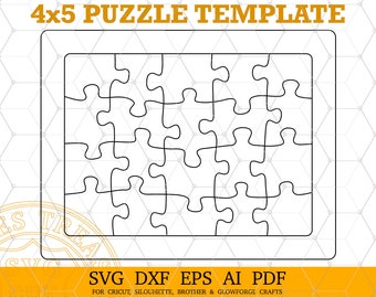 Jigsaw Puzzle Template Svg Puzzle Svg Puzzle Pattern Puzzle Dxf, Jigsaw Puzzle for Kids, Kids Puzzle Svg, 20 Piece Cricut Puzzle Template