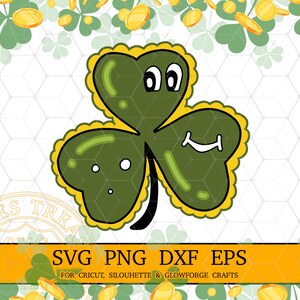 St Patricks Day Cartoon Shamrock Svg, Hand Drawn St Patricks Day Shirt Kids Funny Maskot Character Svg, Clover Svg, Digital Download Image