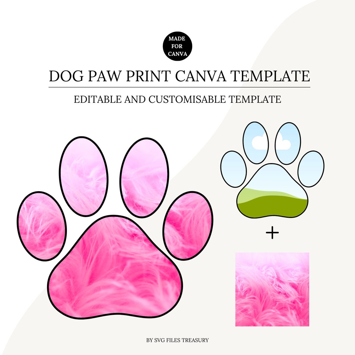 Canva Frame Template, Dog Paw Print Canva Frame, Editable Photo Fill ...