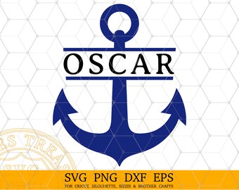 Ancre monogramme Svg Split Anchor Family monogram Svg, Png, Dxf, Eps, Cut Files, Nautical Svg, Anchor Name Svg, Anchor Png, Cricut Design