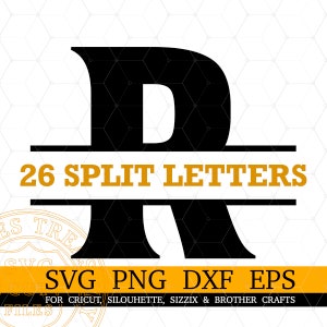 Bold Monogram svg split letters Cricut Font Svg Files Split Monogram Name Frame Split Alphabet Letters Svg, Dxf, PLR Printable Png Files