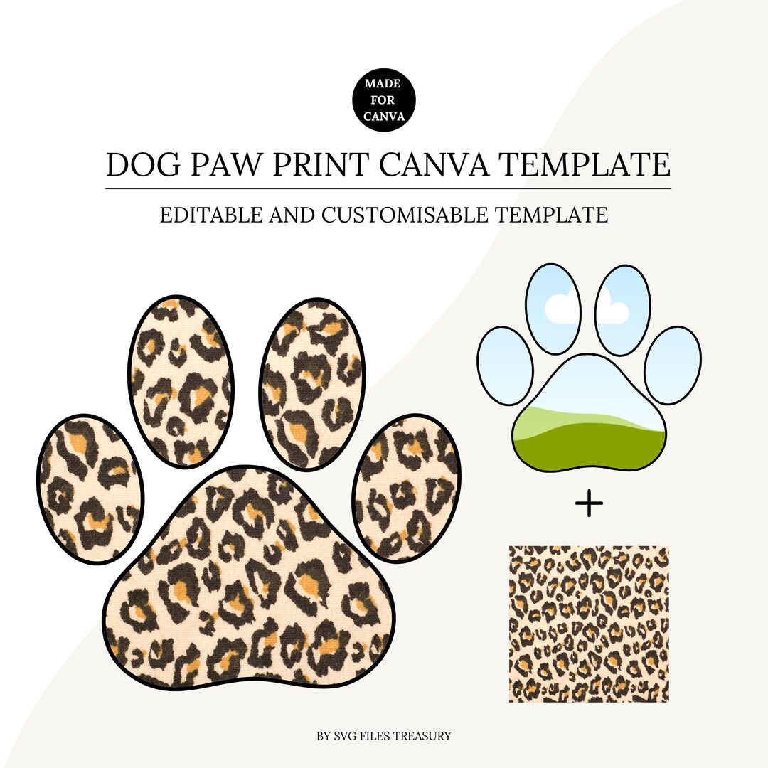 Canva Frame Template, Dog Paw Print Canva Frame, Editable Photo Fill ...