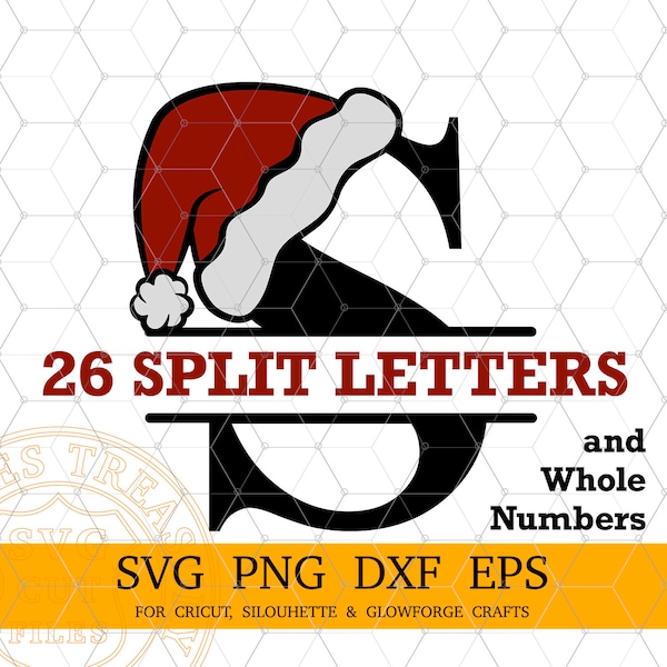 Santa Hat Monogram Svg Files, Christmas Alphabet Letters, Santa Hat Alphabet, Christmas Monogram Svg, Printable Santa Letters Svg Png