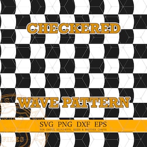 Checkered Seamless Wave Pattern, Checkerboard Svg, Checkers Vector Files, Svg Eps Dxf Png files Digital Download Svg files for Cricut