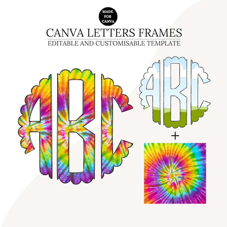 Make your own photo Letters Canva Frame Template, Scalloped Monogram Letters, Editable Photo Fill Alphabet, Create Your Own Drag and Drop Alpha Set Canva Photo Frame