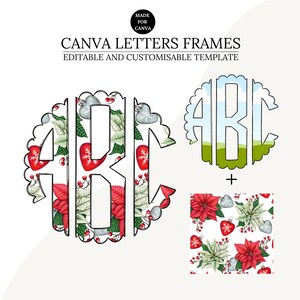 Canva Photo Frame Template, Scalloped Monogram Letters, Editable Photo Fill Alphabet, Create Your Own Drag and Drop Alpha Set Canva Photo Frame