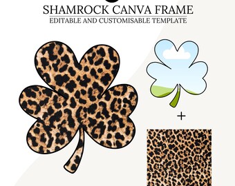 Shamrock Canva Frame Template, St Patricks Day Clover Canva Frame, Add Your Own Image Drag and Drop Canva Photo frame, Editable Canva  Photo