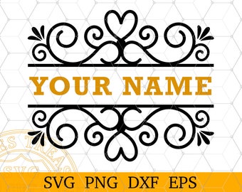 Family Name Split Monogram SVG, Divider Sign for Laser Cut, Engraving, Digital Download