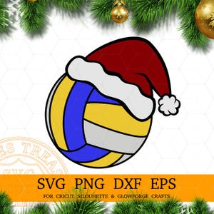 Santa Hat Volleyball Svg Files, Christmas Volleyball Png, Volleyball ball with Santa Hat, Volleyball Clipart, Santa Hat Svg files