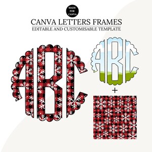 Canva Frame Template, Scalloped Monogram Letters, Editable Photo Fill Alphabet, Create Your Own Drag and Drop Alpha Set Canva Photo Frame