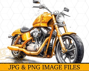 Harley motocicleta acuarela ilustración camisa diseño sublimación png, Harley moto png, camisa de motorista png, imágenes prediseñadas de motocicleta, motorista png