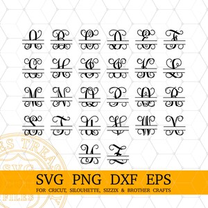 Cricut Monogram Fonts Bundle Svg Png Dxf Eps Cut Files, Digital Download Monogram Svg Bundle for Cricut and Silhouette crafting projects