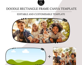 Doodle Rectangle Frame Canva Template, Canva Photo Frame, Editable Photo Fill, Create Your Own Drag and Drop Pattern Canva Photo Frame