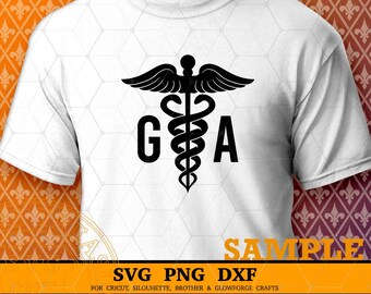 General Anesthesia Anesthetic GA Caduceus Symbol svg | Medical Doctor svg | Nurse Badge Clipart | png dxf Digital Download