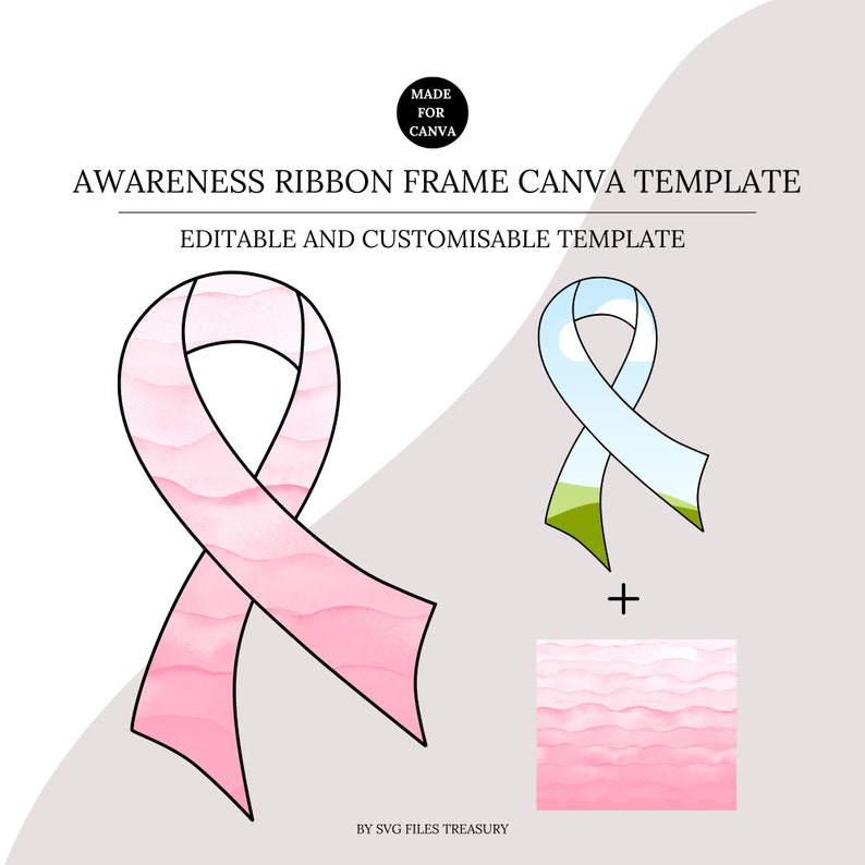 Awareness Ribbon Canva Photo Frame Template, Editable Drag and Drop ...
