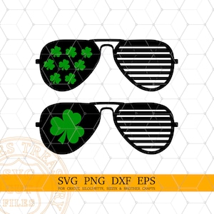 St Patricks Day Aviator Shamrock Occhiali Svg File digitale, Camicia Design Svg File per Cricut e Silhouette, Png stampabile, Dxf, Eps