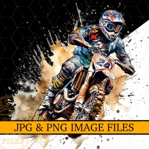 Motocross Dirt Bike Png Clipart Sublimation Watercolor Clipart, Dirt Bike Png Digital Download for T-Shirt Printing Direct to Fabric Iron on