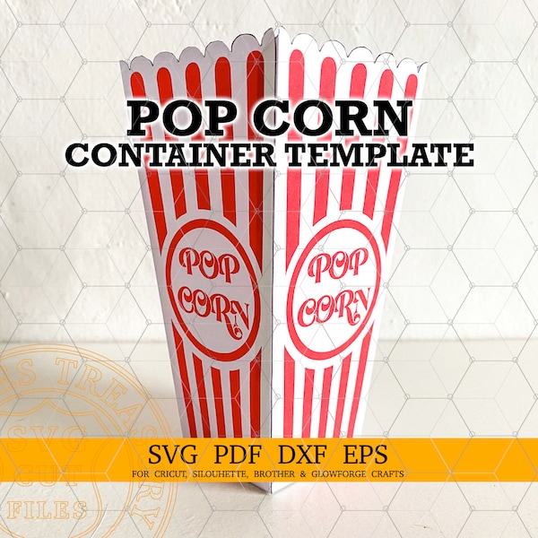 Popcorn Bowl Template, Popcorn Box SVG, Pop Corn Bowls Print and Cut Template, Pop Corn Svg, Pdf, Scalable DIY Box template, Children crafts